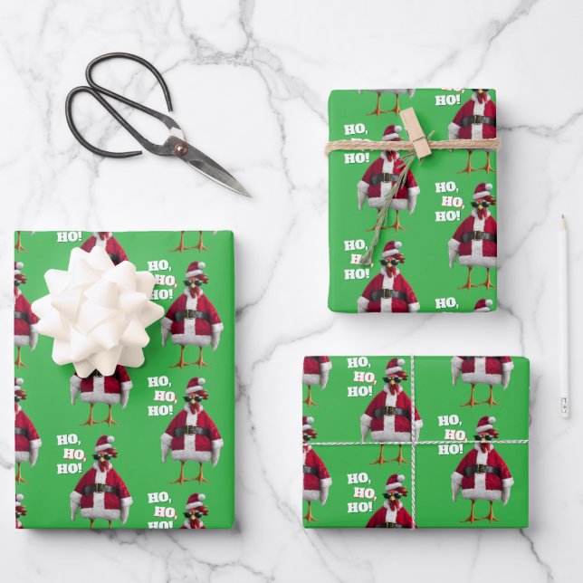 Hoja De Papel De Regalo Pollo de Santa (Anverso)