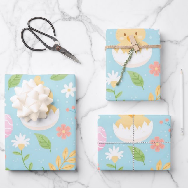 Hoja De Papel De Regalo Pollo feliz de Pascua (Anverso)