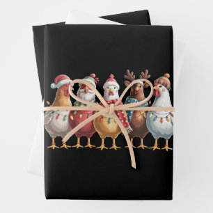 Hoja De Papel De Regalo Pollos de Navidad Regalo de granja Amante de la gr