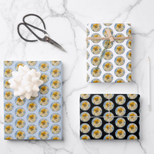Hoja De Papel De Regalo Pomerania en pintura de Daisies - Arte de perro or