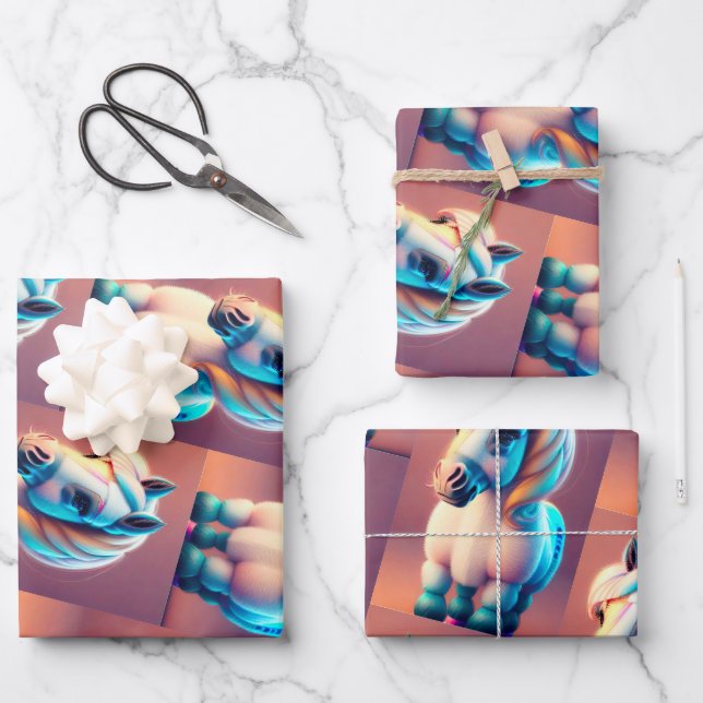 Hoja De Papel De Regalo Pony 3D Spirit (Anverso)