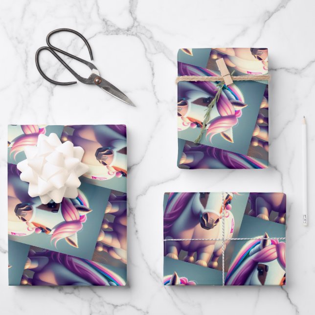 Hoja De Papel De Regalo Pony Espíritu 3D 2 (Anverso)