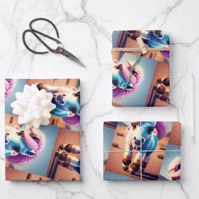 Hoja De Papel De Regalo Pony Espíritu 3D 4 (Anverso)