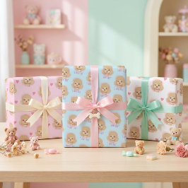 Hoja De Papel De Regalo Poodle Valentine Wrapping Paper with Hearts