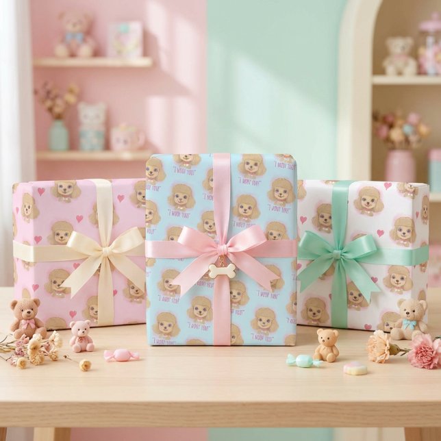 Hoja De Papel De Regalo Poodle Valentine Wrapping Paper with Hearts (Subido por el creador)