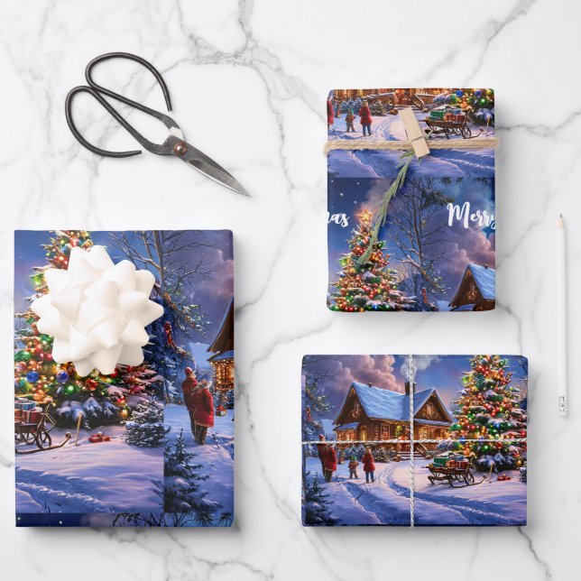 Hoja De Papel De Regalo postal de navidades (Anverso)