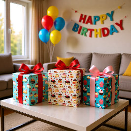 Hoja De Papel De Regalo Postres de cumpleaños conjuntos de 3