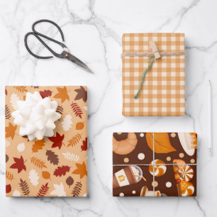 Hoja De Papel De Regalo Postres del otoño de la hoja Feliz Día de Acción d