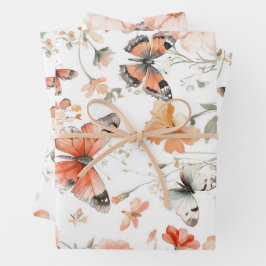 Hoja De Papel De Regalo Prado de Mariposas Acuarela Bonito