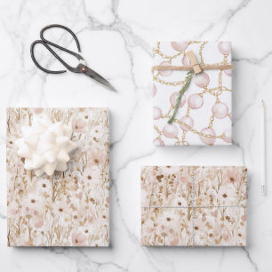 Hoja De Papel De Regalo Precioso baño de novia floral marrón rubor