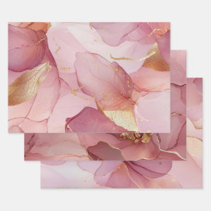 Hoja De Papel De Regalo Precioso Glam Oro Hoja Rubor Rosa Despedida de Sol