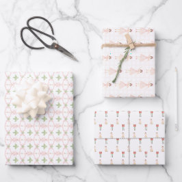 Hoja De Papel De Regalo Preparada Para Niña Cascanueces De Navidad Rosa