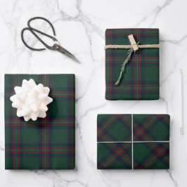 Hoja De Papel De Regalo Preppy Christmas Dark Green Plaid