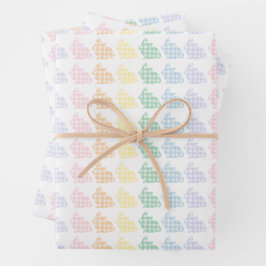 Hoja De Papel De Regalo Preppy Gingham Easter Bunnies Pastel