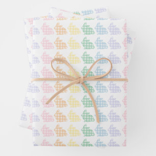 Hoja De Papel De Regalo Preppy Gingham Easter Bunnies Pastel
