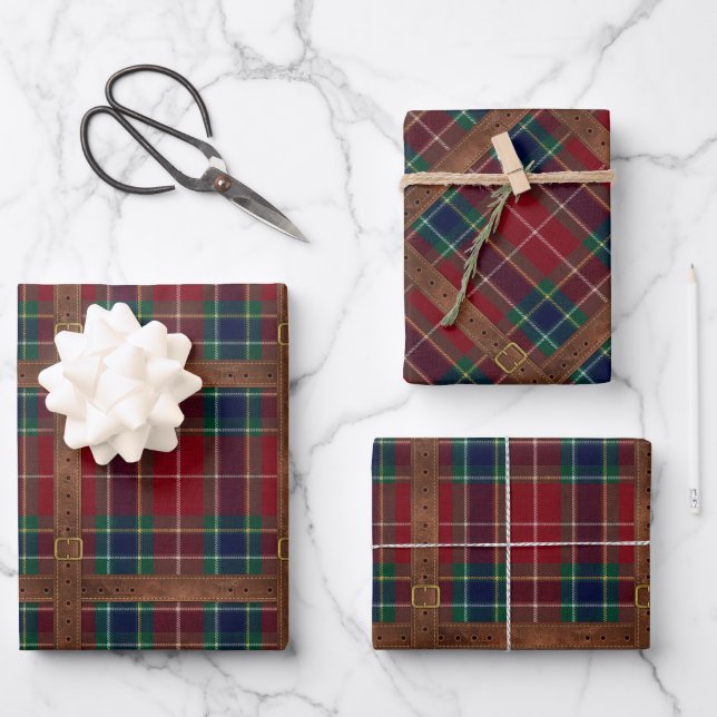Hoja De Papel De Regalo Preppy Lux Navidad Plaid II (Anverso)
