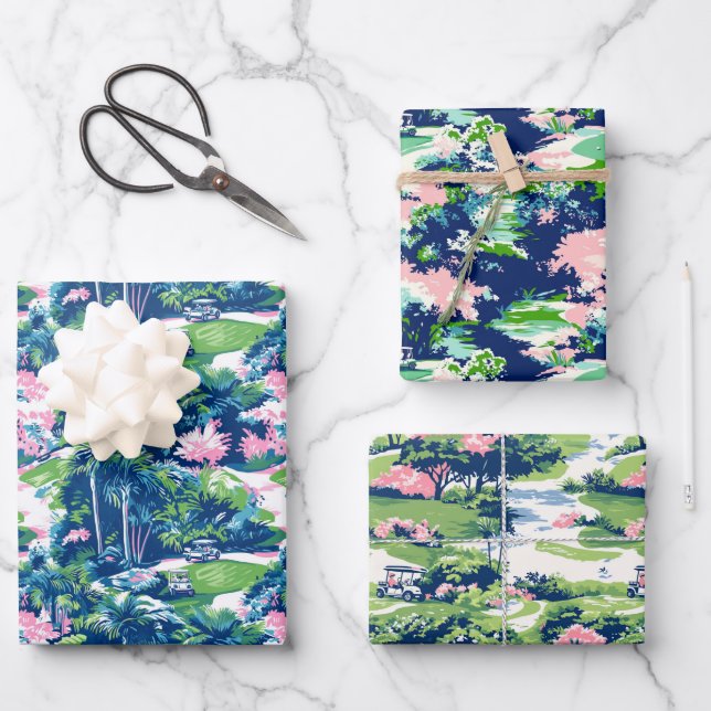 Hoja De Papel De Regalo Preppy Palm Beach Golf (Anverso)