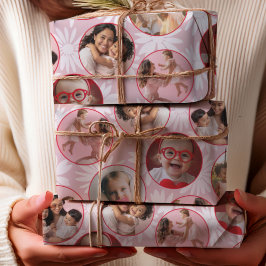 Hoja De Papel De Regalo Pretty Pink & Red Photo & Daisy Pattern