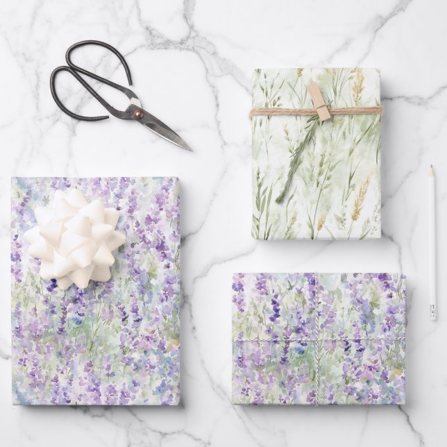 Hoja De Papel De Regalo Pretty Romantic Purple Flowers Bridal Shower (Anverso)