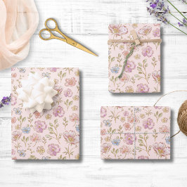 Hoja De Papel De Regalo Pretty Vintage Flowers Floral Pattern