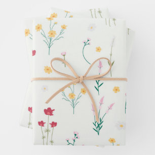 Hoja De Papel De Regalo Primavera de flores floreciente sin foco