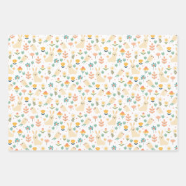 Hoja De Papel De Regalo Primavera de los Conejo de Pascua y Flores