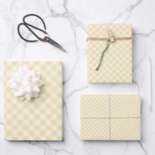 Hoja De Papel De Regalo Primavera Retro Gingham   Crema de Mantequilla