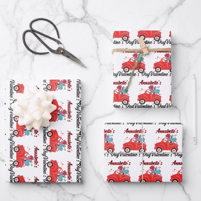 Hoja De Papel De Regalo Primer cumpleaños del día de San Valentín del bebé (Anverso)