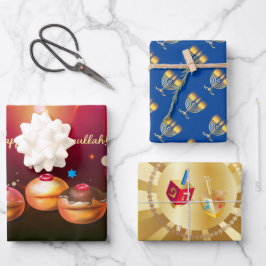 Hoja De Papel De Regalo Primer Fiesta del Festival de las Velas de Hanukka