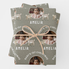 Hoja De Papel De Regalo Primer Navidad del bebé Reno Recuerdo de Foto