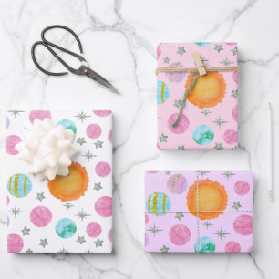 Hoja De Papel De Regalo Primer viaje alrededor del sol de la niña cumpleañ