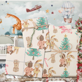 Hoja De Papel De Regalo Primera fiesta navideña de la bebé negra