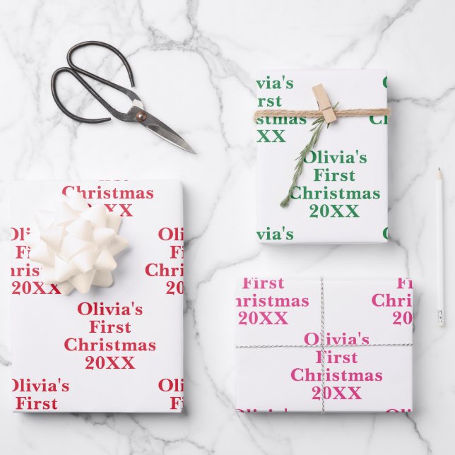 Hoja De Papel De Regalo Primera Navidad del bebé (Anverso)