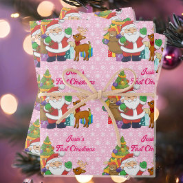 Hoja De Papel De Regalo Primera Navidad personaliza el nombre de un niño S