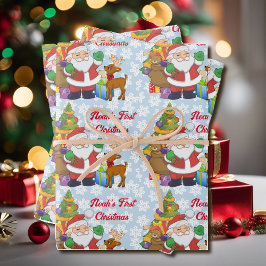 Hoja De Papel De Regalo Primera Navidad personaliza el nombre de un niño S