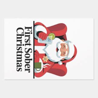 Hoja De Papel De Regalo Primera Navidad Sobria Santa Sobriedad Navidad