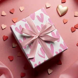Hoja De Papel De Regalo Primeros corazones de amor rosados personalizados 
