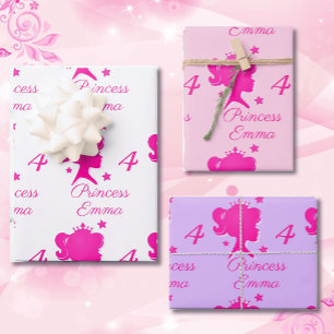 Hoja De Papel De Regalo Princesa Chica Nombre Edad Bonito Púrpura Blanco R
