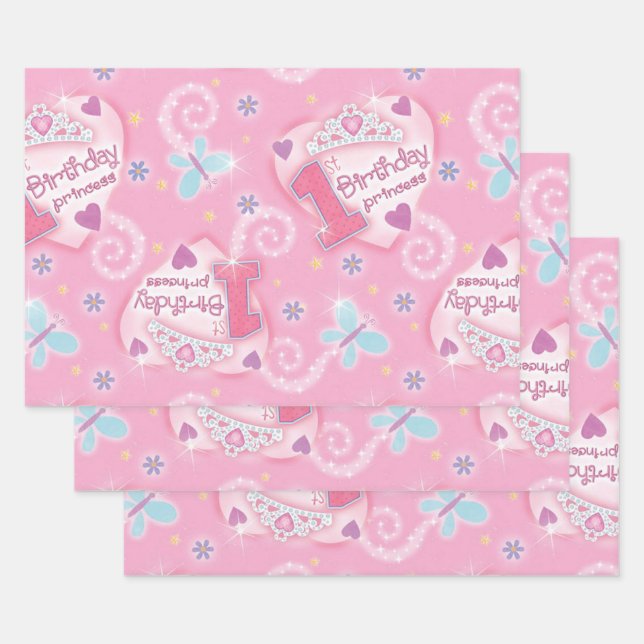 Hoja De Papel De Regalo Princesa de Cumpleaños (Set)