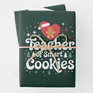 Hoja De Papel De Regalo Profesor de Navidad de Galletas Inteligentes