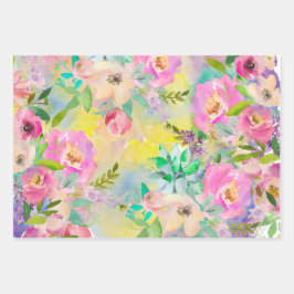 Hoja De Papel De Regalo Profusión floral brillante ducha de novia