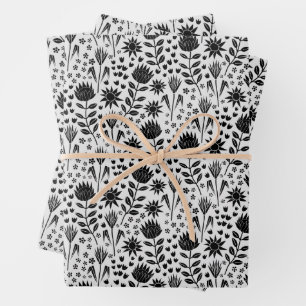 Hoja De Papel De Regalo Protea Bloque floral Imprimir Millefleur blanco ne