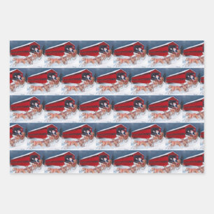 Hoja De Papel De Regalo Puente Sachs/Greyhounds con Navidades Santa envuel