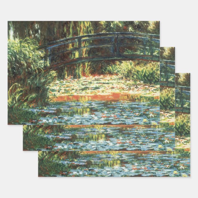 Hoja De Papel De Regalo Puente sobre el estanque acuático de Claude Monet (Set)