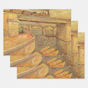 Hoja De Papel De Regalo Puentes de Vincent van Gogh a través del Asnieres 