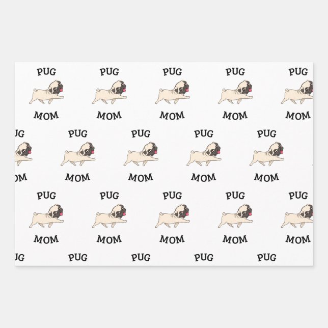 Hoja De Papel De Regalo Pug Mom (Anverso)