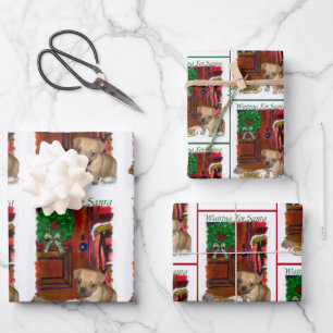 Hoja De Papel De Regalo Puggle Esperando la Navidad