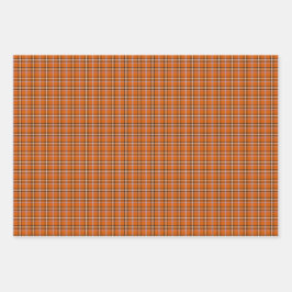 Hoja De Papel De Regalo Pumpkin Orange Plaid Retro Color