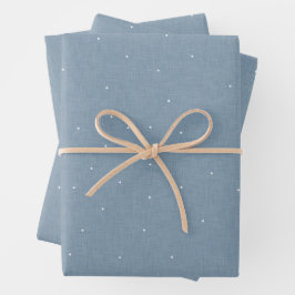 Hoja De Papel De Regalo Punto blanco de efecto chambray simple