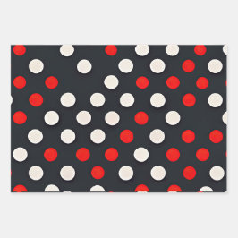 Hoja De Papel De Regalo Punto de Polka Blanco Blanco Rojo Vintage